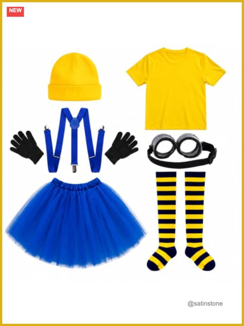 PJT Adult Halloween Costume Set Tutu Skirt Suspenders Socks